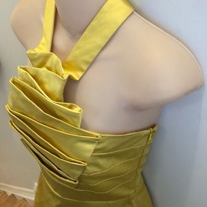 Karen Millen Lemon Yellow Pleated Halter Dress